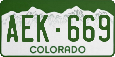 CO license plate AEK669