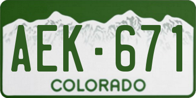 CO license plate AEK671