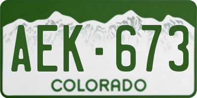 CO license plate AEK673