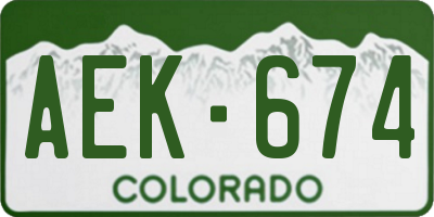 CO license plate AEK674