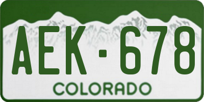 CO license plate AEK678