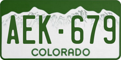 CO license plate AEK679