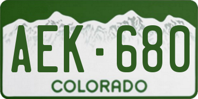 CO license plate AEK680