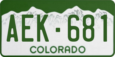 CO license plate AEK681