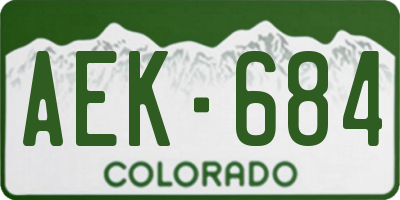 CO license plate AEK684