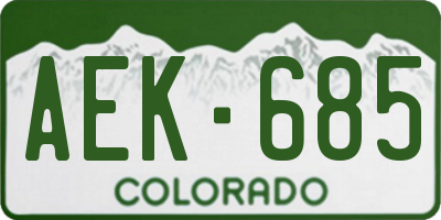 CO license plate AEK685