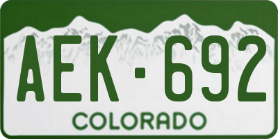 CO license plate AEK692