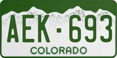 CO license plate AEK693