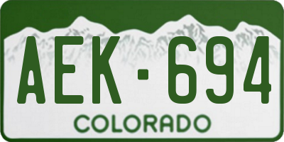 CO license plate AEK694