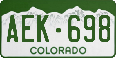CO license plate AEK698