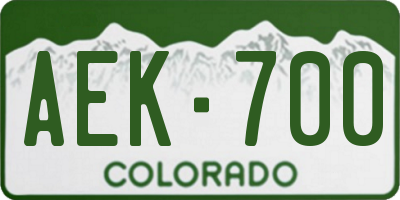 CO license plate AEK700