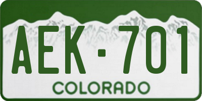 CO license plate AEK701