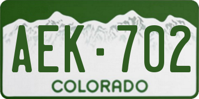 CO license plate AEK702