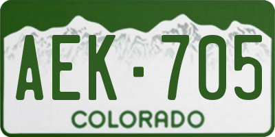 CO license plate AEK705