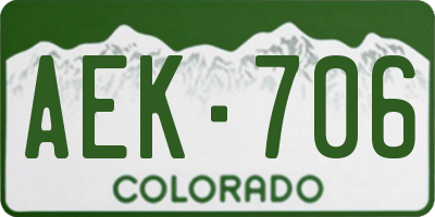 CO license plate AEK706