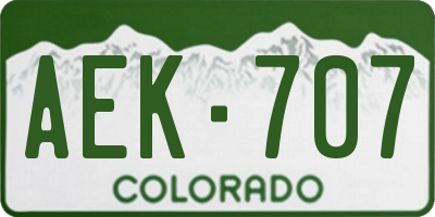 CO license plate AEK707