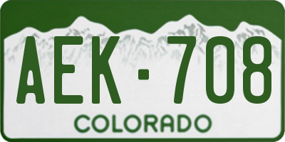 CO license plate AEK708