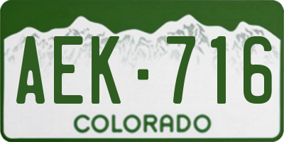 CO license plate AEK716