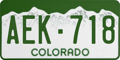 CO license plate AEK718