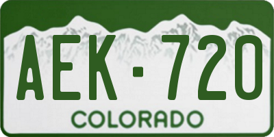 CO license plate AEK720