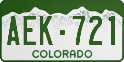 CO license plate AEK721
