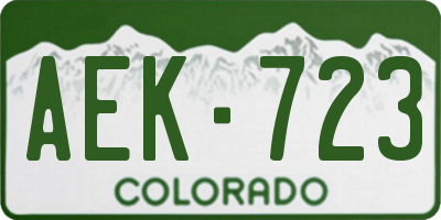 CO license plate AEK723