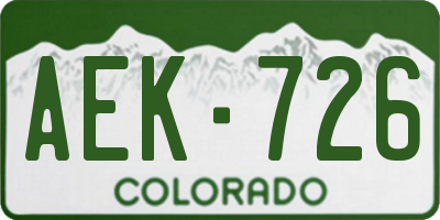 CO license plate AEK726