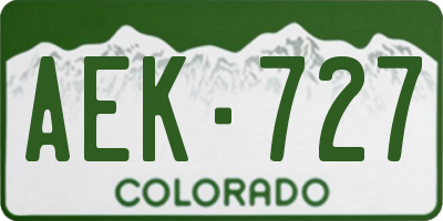 CO license plate AEK727