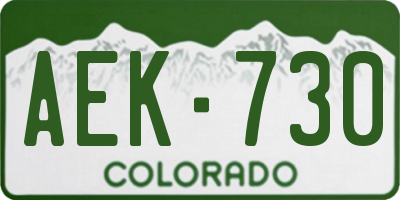 CO license plate AEK730