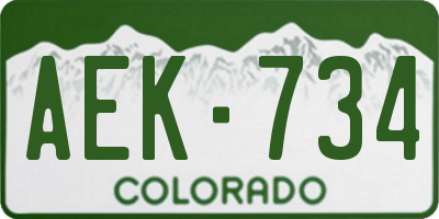 CO license plate AEK734