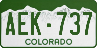 CO license plate AEK737