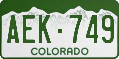CO license plate AEK749