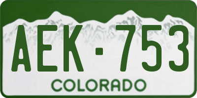 CO license plate AEK753