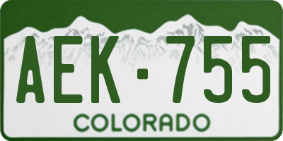 CO license plate AEK755