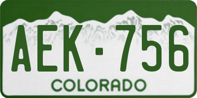 CO license plate AEK756