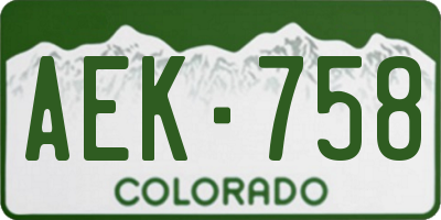 CO license plate AEK758