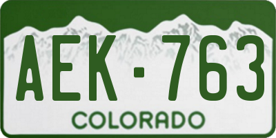CO license plate AEK763