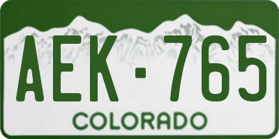 CO license plate AEK765
