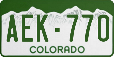 CO license plate AEK770