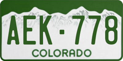 CO license plate AEK778