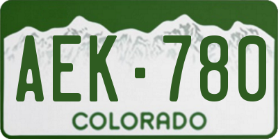 CO license plate AEK780