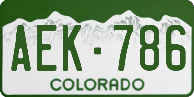 CO license plate AEK786