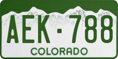 CO license plate AEK788