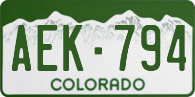 CO license plate AEK794