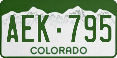 CO license plate AEK795