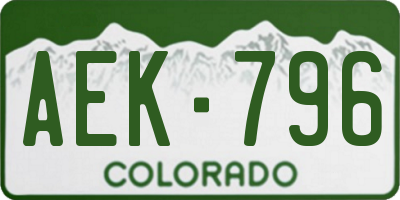 CO license plate AEK796