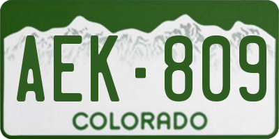 CO license plate AEK809