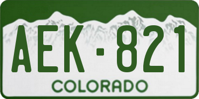 CO license plate AEK821