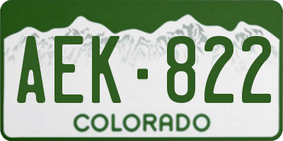 CO license plate AEK822