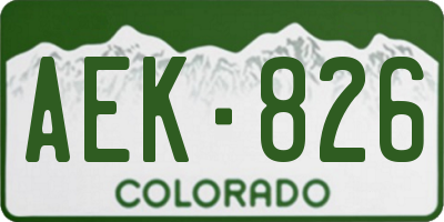 CO license plate AEK826